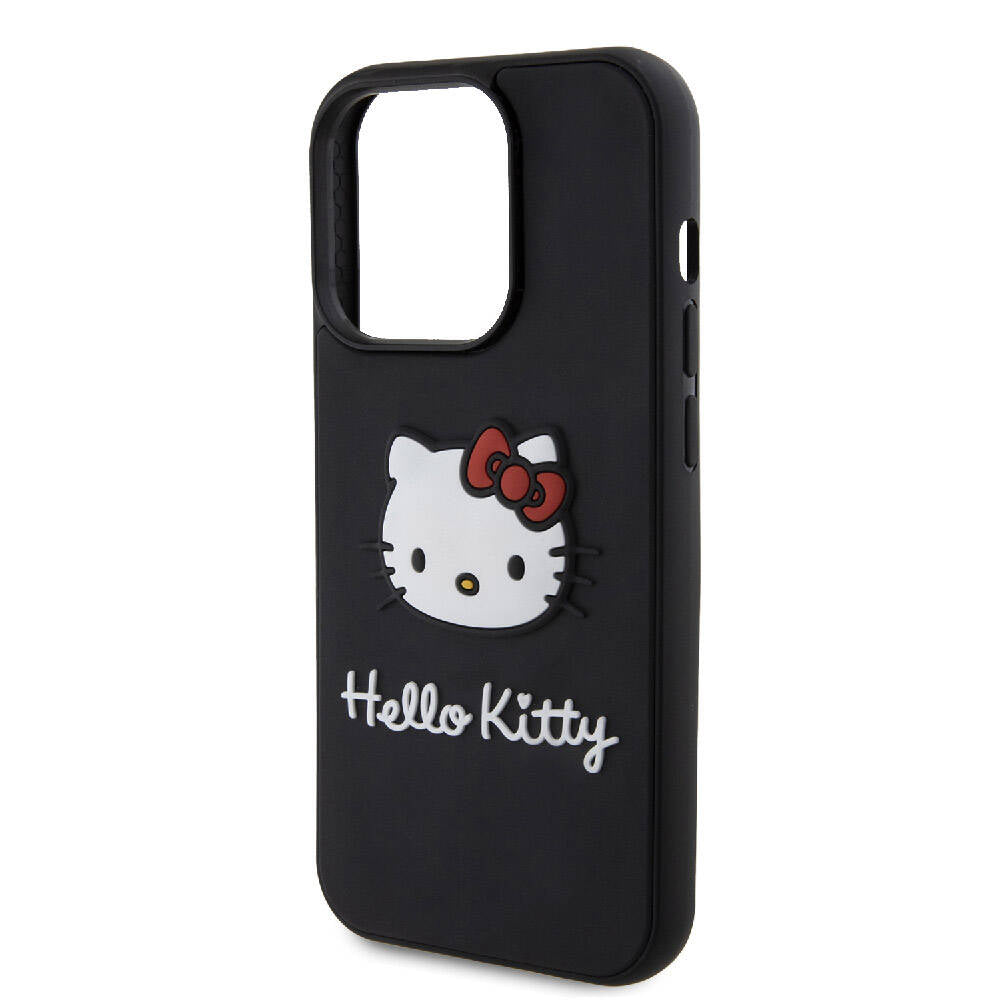 iPhone 15 Pro Max Kılıf Hello Kitty Orjinal Lisanslı Yazı ve İkonik Logolu 3D Rubber Kitty Head Kapak