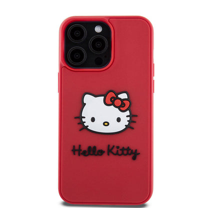 iPhone 15 Pro Max Kılıf Hello Kitty Orjinal Lisanslı Yazı ve İkonik Logolu 3D Rubber Kitty Head Kapak