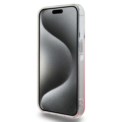iPhone 15 Pro Max Kılıf Hello Kitty Orjinal Lisanslı Yazı ve İkonik Logolu Elektroplating Kaplama Gradyan Kapak