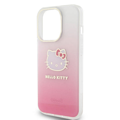 iPhone 15 Pro Max Kılıf Hello Kitty Orjinal Lisanslı Yazı ve İkonik Logolu Elektroplating Kaplama Gradyan Kapak