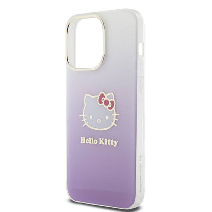 iPhone 15 Pro Max Kılıf Hello Kitty Orjinal Lisanslı Yazı ve İkonik Logolu Elektroplating Kaplama Gradyan Kapak
