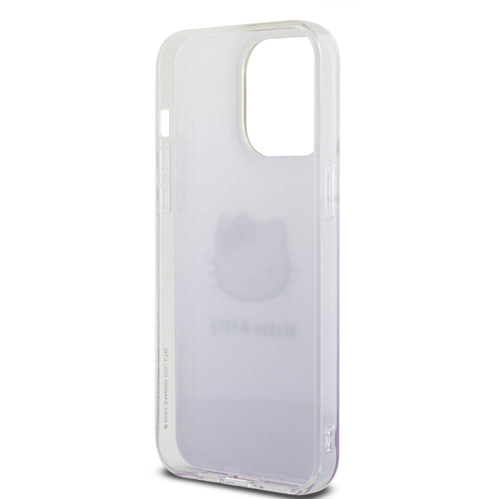 iPhone 15 Pro Max Kılıf Hello Kitty Orjinal Lisanslı Yazı ve İkonik Logolu Elektroplating Kaplama Gradyan Kapak