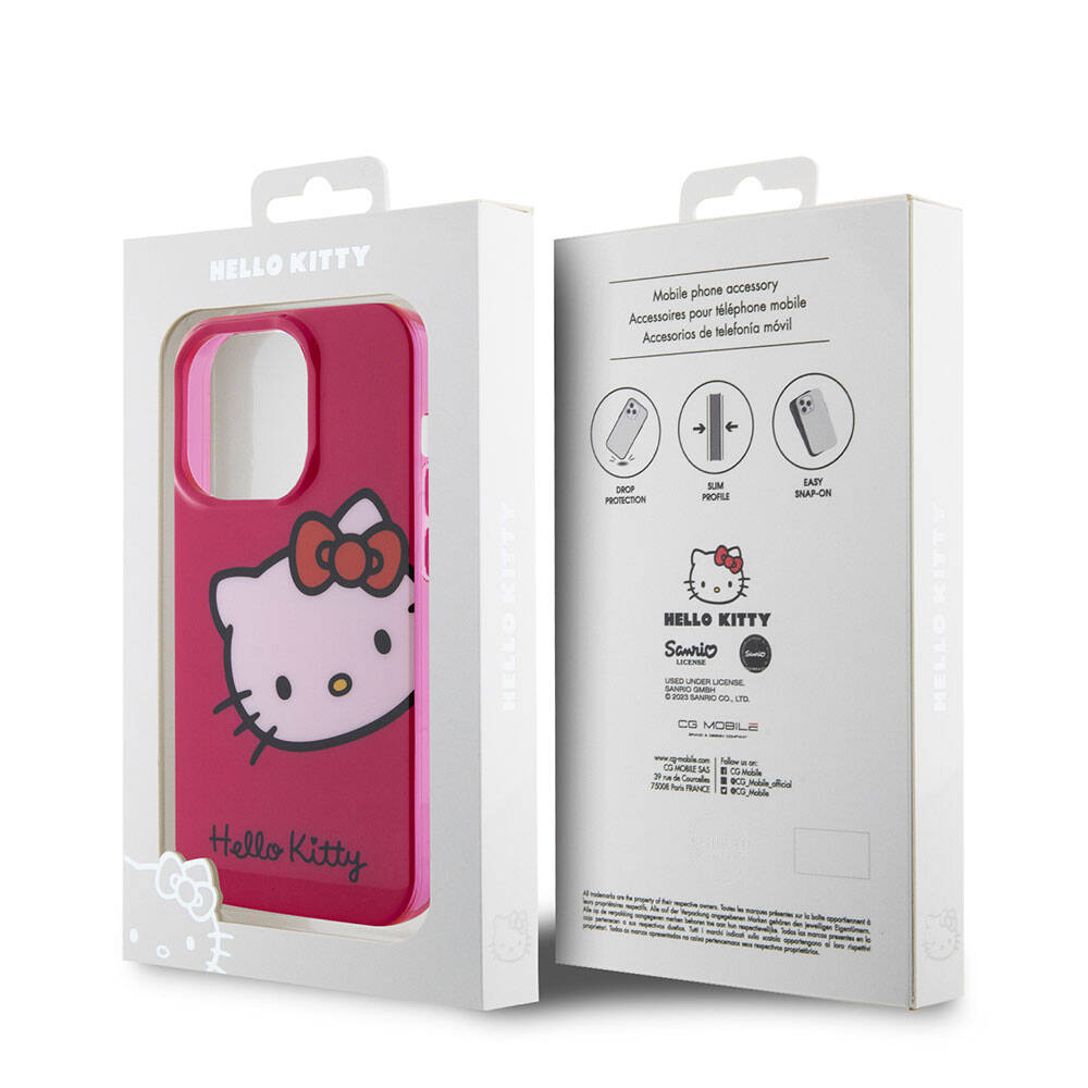 iPhone 15 Pro Max Kılıf Hello Kitty Orjinal Lisanslı Yazı ve İkonik Logolu Kitty Head Kapak