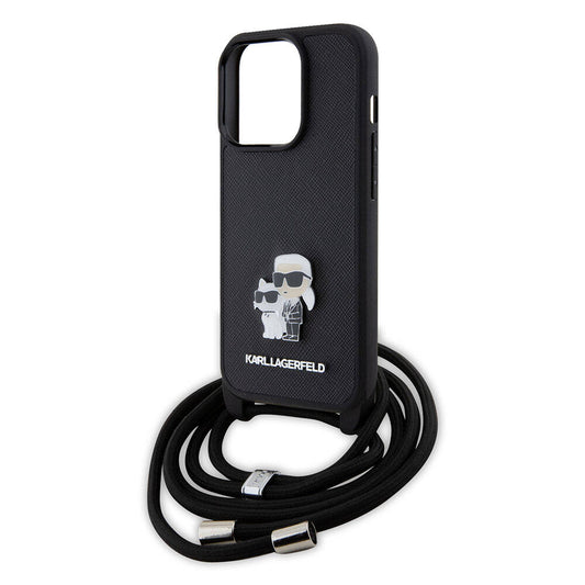 iPhone 15 Pro Max Kılıf Karl Lagerfeld Askı İpli K&C Metal Logo Orjinal Lisanslı Kapak