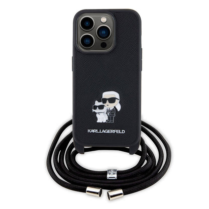 iPhone 15 Pro Max Kılıf Karl Lagerfeld Askı İpli K&C Metal Logo Orjinal Lisanslı Kapak