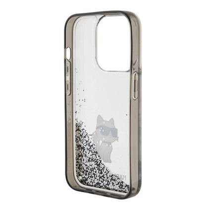 iPhone 15 Pro Max Kılıf Karl Lagerfeld Choupette Sıvılı Glitter Orjinal Lisanslı Kapak