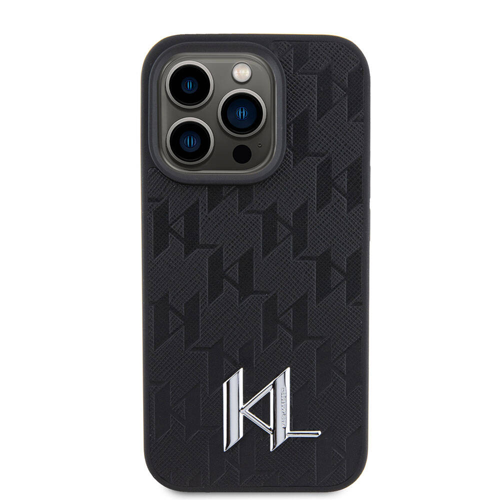 iPhone 15 Pro Max Kılıf Karl Lagerfeld Hot Stamp K&L Metal Logo Orjinal Lisanslı Kapak