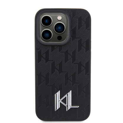 iPhone 15 Pro Max Kılıf Karl Lagerfeld Hot Stamp K&L Metal Logo Orjinal Lisanslı Kapak