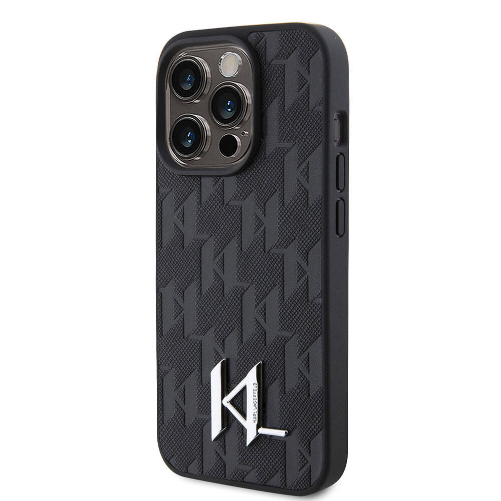 iPhone 15 Pro Max Kılıf Karl Lagerfeld Hot Stamp K&L Metal Logo Orjinal Lisanslı Kapak