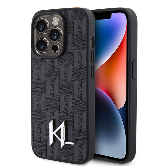 iPhone 15 Pro Max Kılıf Karl Lagerfeld Hot Stamp K&L Metal Logo Orjinal Lisanslı Kapak
