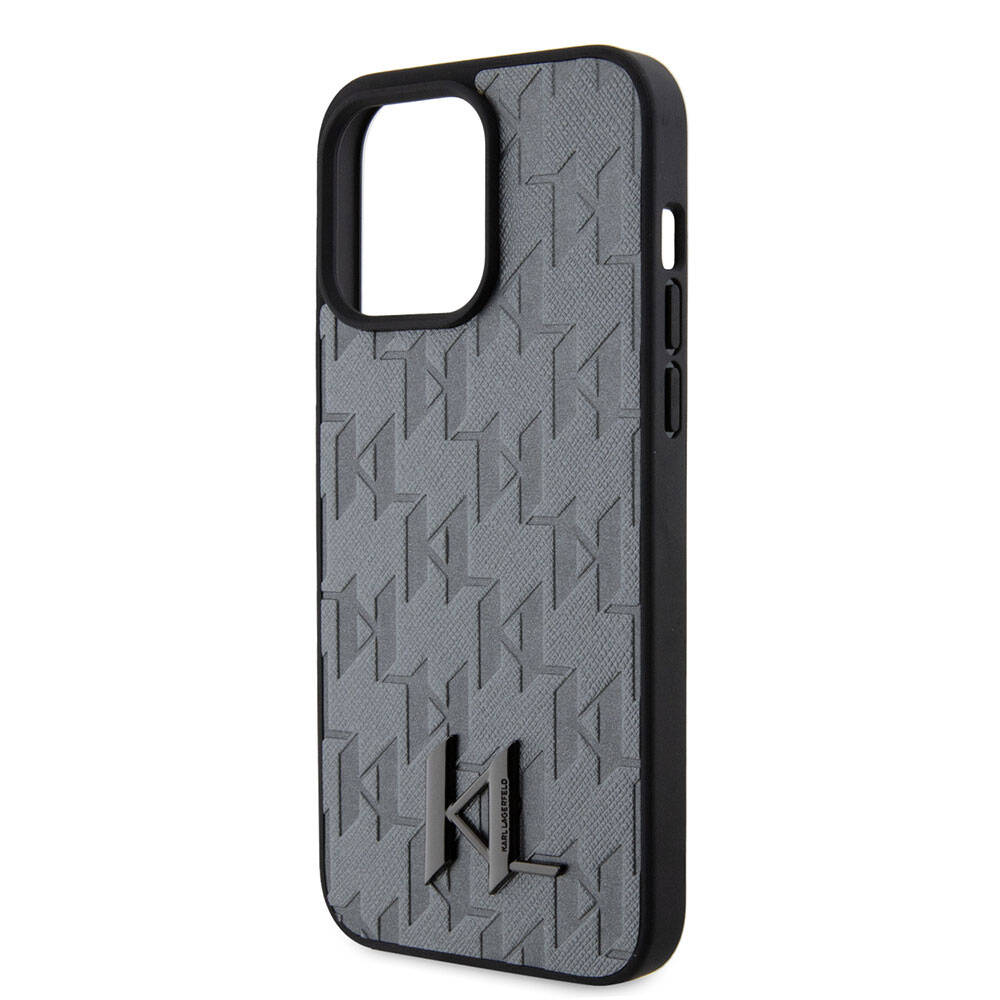 iPhone 15 Pro Max Kılıf Karl Lagerfeld Hot Stamp K&L Metal Logo Orjinal Lisanslı Kapak