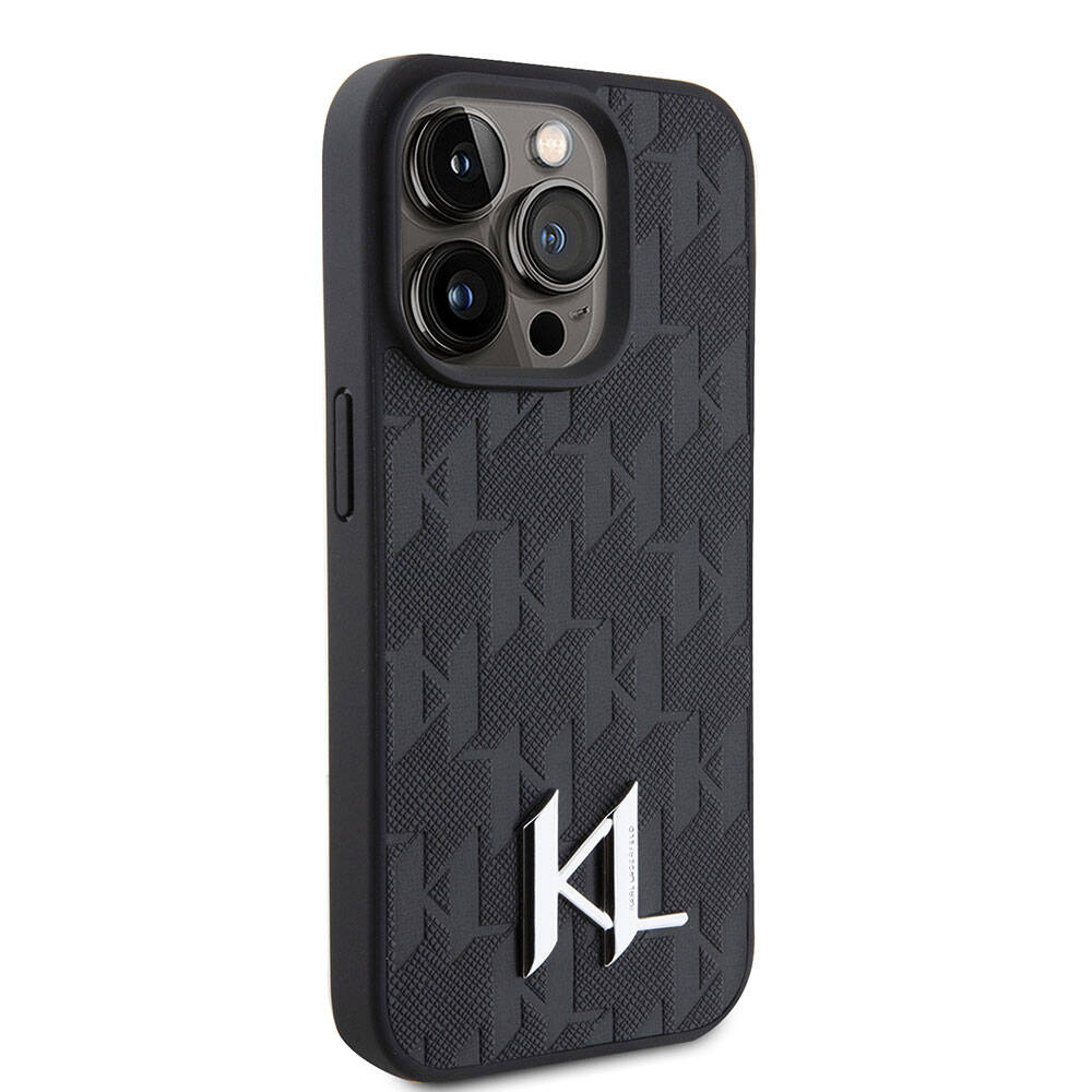 iPhone 15 Pro Max Kılıf Karl Lagerfeld Hot Stamp K&L Metal Logo Orjinal Lisanslı Kapak
