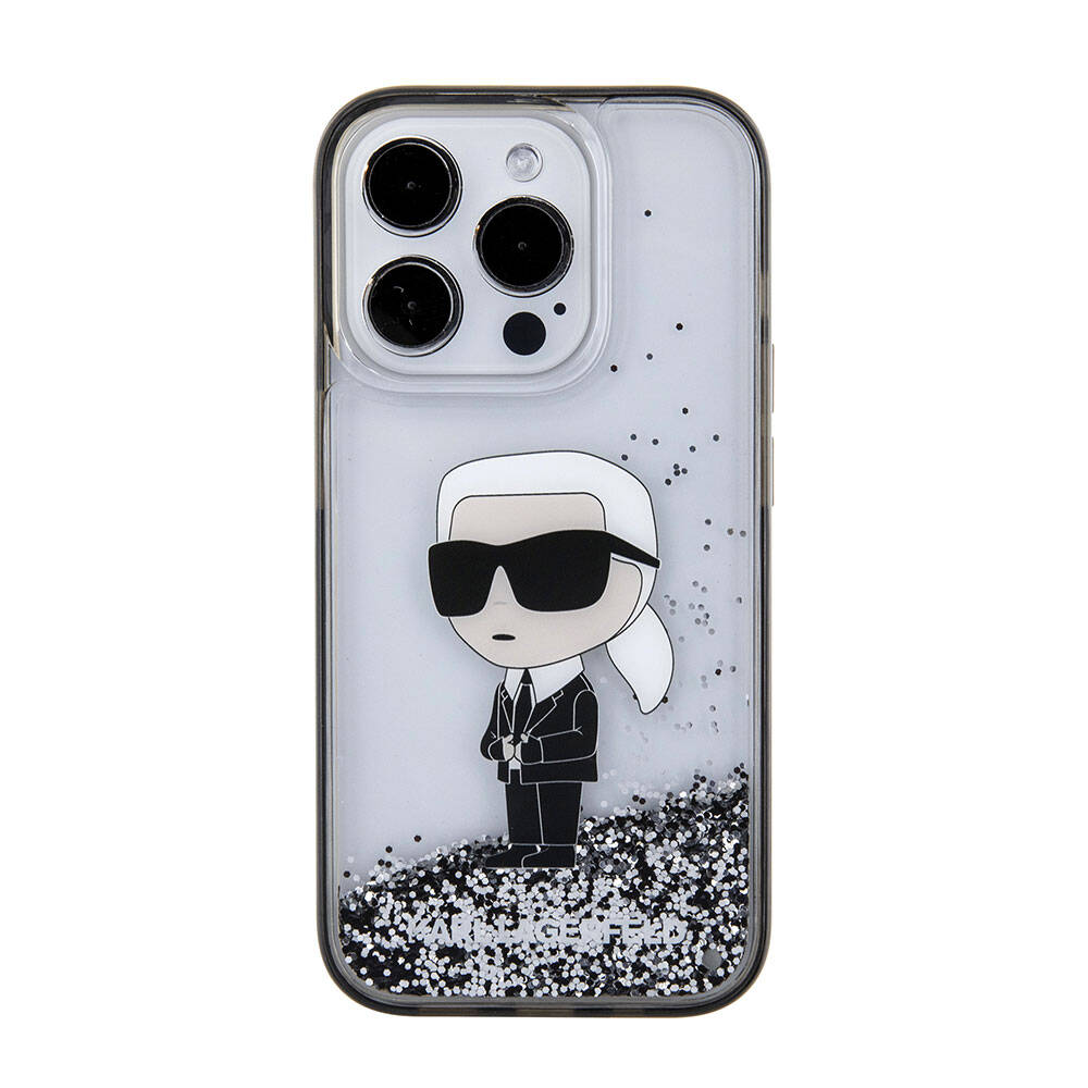 iPhone 15 Pro Max Kılıf Karl Lagerfeld İkonik Sıvılı Glitter Orjinal Lisanslı Kapak