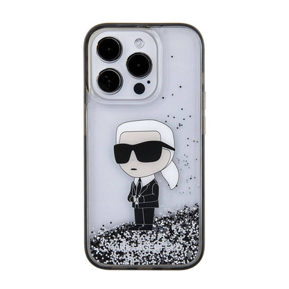 iPhone 15 Pro Max Kılıf Karl Lagerfeld İkonik Sıvılı Glitter Orjinal Lisanslı Kapak