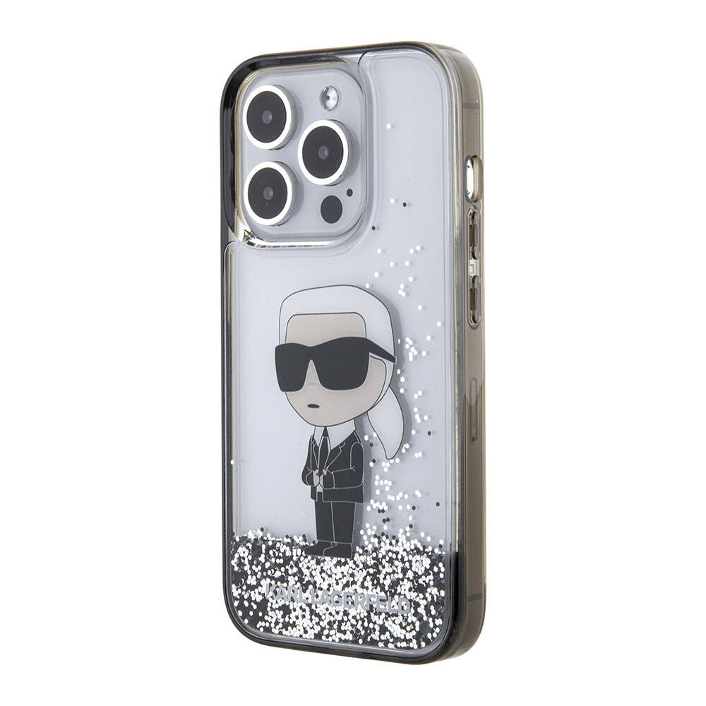 iPhone 15 Pro Max Kılıf Karl Lagerfeld İkonik Sıvılı Glitter Orjinal Lisanslı Kapak