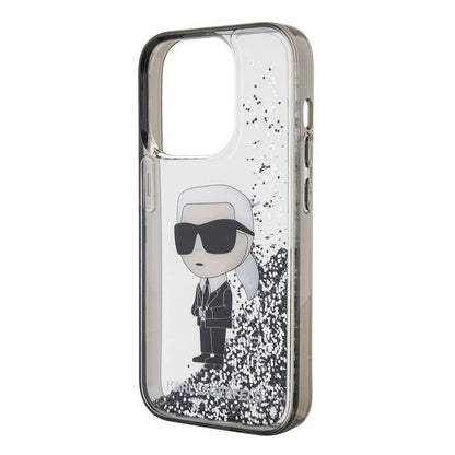 iPhone 15 Pro Max Kılıf Karl Lagerfeld İkonik Sıvılı Glitter Orjinal Lisanslı Kapak