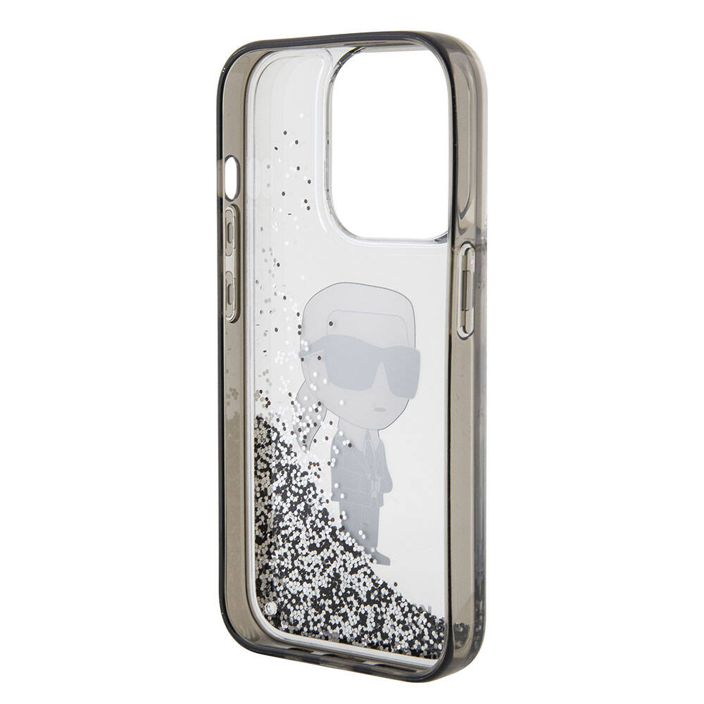 iPhone 15 Pro Max Kılıf Karl Lagerfeld İkonik Sıvılı Glitter Orjinal Lisanslı Kapak