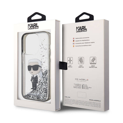 iPhone 15 Pro Max Kılıf Karl Lagerfeld İkonik Sıvılı Glitter Orjinal Lisanslı Kapak