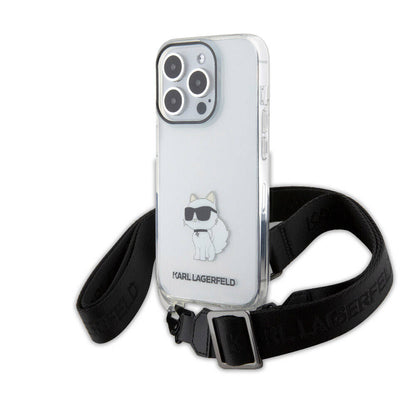 iPhone 15 Pro Max Kılıf Karl Lagerfeld Orjinal Lisanslı Boyun Askılı Choupette İkonik Crossbody Kapak