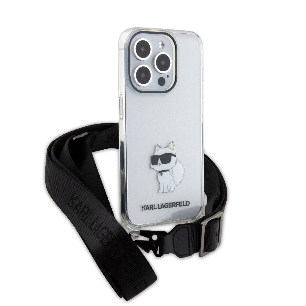 iPhone 15 Pro Max Kılıf Karl Lagerfeld Orjinal Lisanslı Boyun Askılı Choupette İkonik Crossbody Kapak