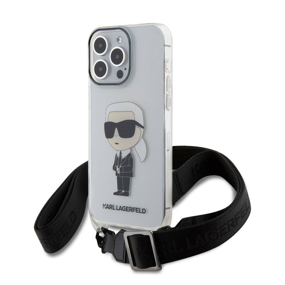 iPhone 15 Pro Max Kılıf Karl Lagerfeld Orjinal Lisanslı Boyun Askılı Karl İkonik Crossbody Kapak
