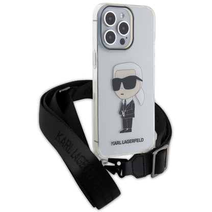 iPhone 15 Pro Max Kılıf Karl Lagerfeld Orjinal Lisanslı Boyun Askılı Karl İkonik Crossbody Kapak
