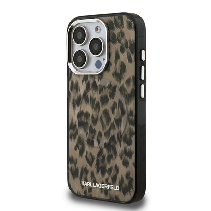 iPhone 15 Pro Max Kılıf Karl Lagerfeld Orjinal Lisanslı IML Leopar Baskılı Kapak