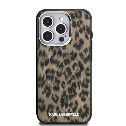 iPhone 15 Pro Max Kılıf Karl Lagerfeld Orjinal Lisanslı IML Leopar Baskılı Kapak