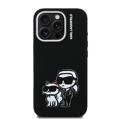 iPhone 15 Pro Max Kılıf Karl Lagerfeld Orjinal Lisanslı Karl & Choupette Sketch Logo Sililkon Kapak