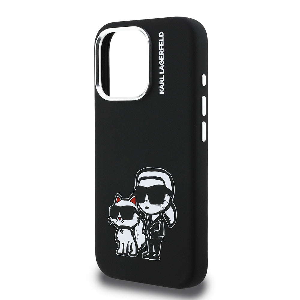 iPhone 15 Pro Max Kılıf Karl Lagerfeld Orjinal Lisanslı Karl & Choupette Sketch Logo Sililkon Kapak