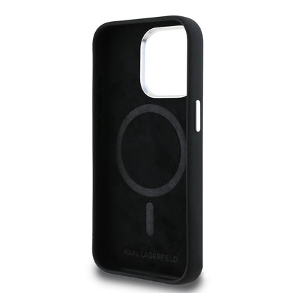 iPhone 15 Pro Max Kılıf Karl Lagerfeld Orjinal Lisanslı Karl & Choupette Sketch Logo Sililkon Kapak