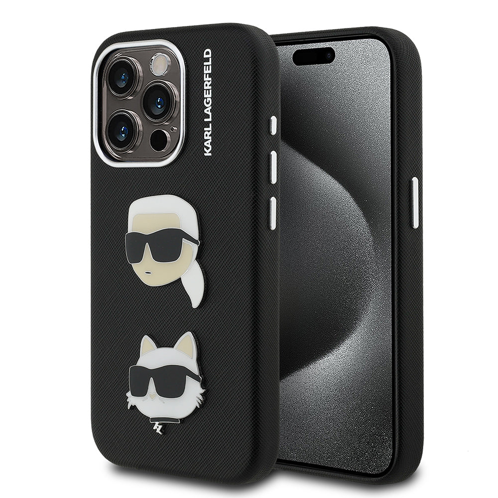 iPhone 15 Pro Max Kılıf Karl Lagerfeld Orjinal Lisanslı K&C Heads Pin Kapak