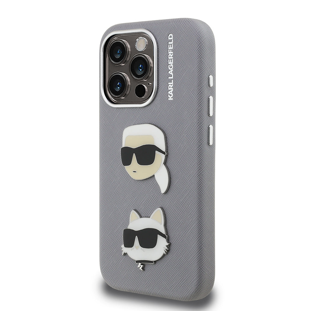 iPhone 15 Pro Max Kılıf Karl Lagerfeld Orjinal Lisanslı K&C Heads Pin Kapak