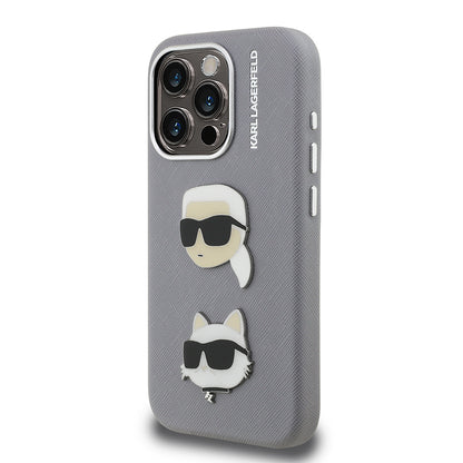 iPhone 15 Pro Max Kılıf Karl Lagerfeld Orjinal Lisanslı K&C Heads Pin Kapak