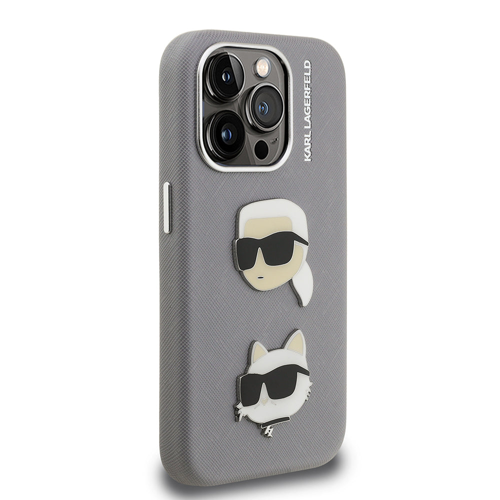 iPhone 15 Pro Max Kılıf Karl Lagerfeld Orjinal Lisanslı K&C Heads Pin Kapak