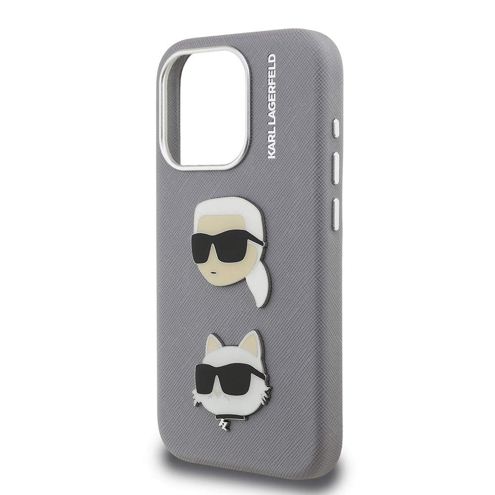 iPhone 15 Pro Max Kılıf Karl Lagerfeld Orjinal Lisanslı K&C Heads Pin Kapak