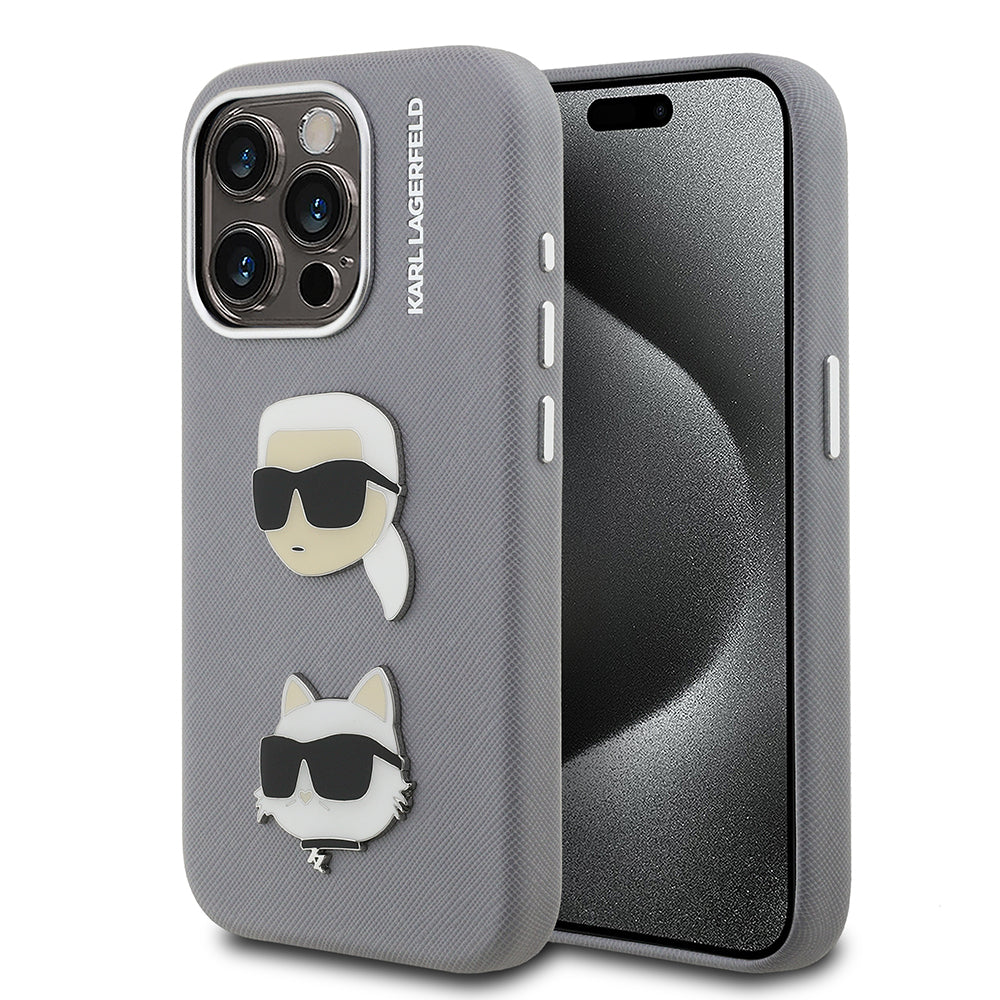 iPhone 15 Pro Max Kılıf Karl Lagerfeld Orjinal Lisanslı K&C Heads Pin Kapak