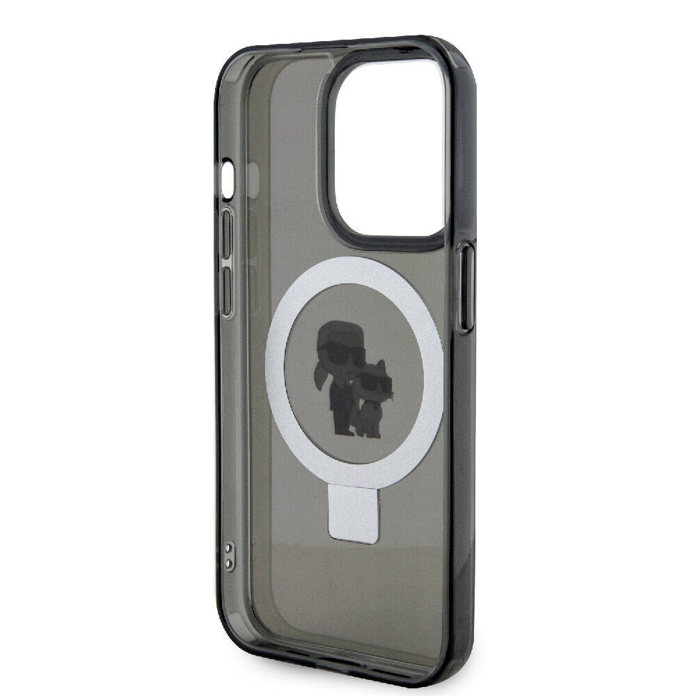 iPhone 15 Pro Max Kılıf Karl Lagerfeld Orjinal Lisanslı M-safe Şarj Özellikli K&C İkonik Baskılı Ring Standlı Kapak