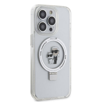 iPhone 15 Pro Max Kılıf Karl Lagerfeld Orjinal Lisanslı M-safe Şarj Özellikli K&C İkonik Baskılı Ring Standlı Kapak