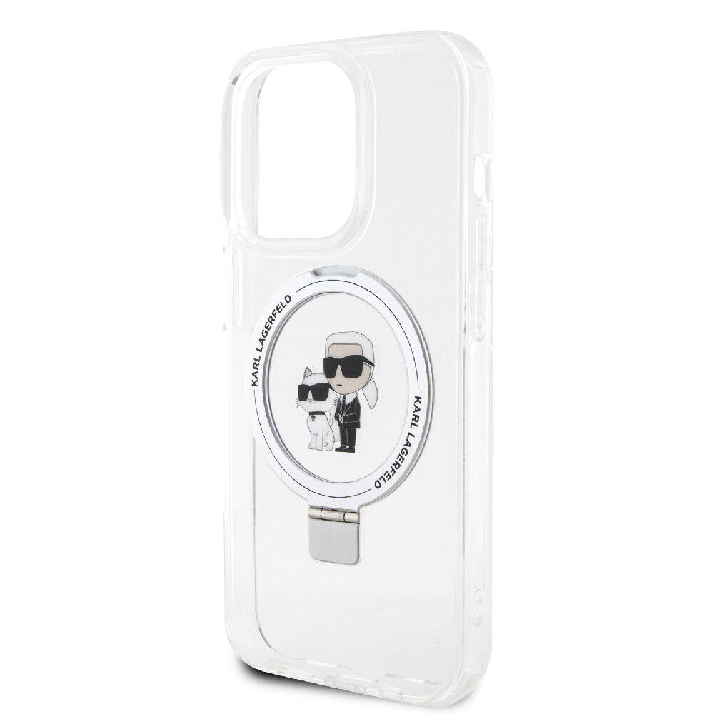 iPhone 15 Pro Max Kılıf Karl Lagerfeld Orjinal Lisanslı M-safe Şarj Özellikli K&C İkonik Baskılı Ring Standlı Kapak