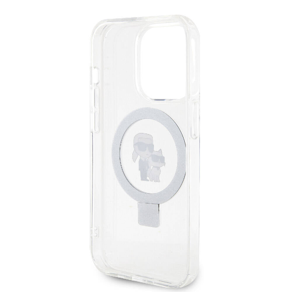 iPhone 15 Pro Max Kılıf Karl Lagerfeld Orjinal Lisanslı M-safe Şarj Özellikli K&C İkonik Baskılı Ring Standlı Kapak