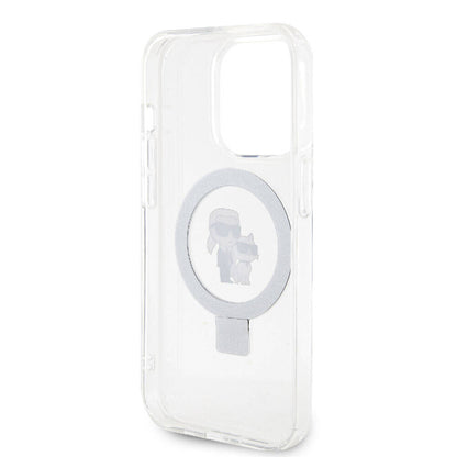 iPhone 15 Pro Max Kılıf Karl Lagerfeld Orjinal Lisanslı M-safe Şarj Özellikli K&C İkonik Baskılı Ring Standlı Kapak
