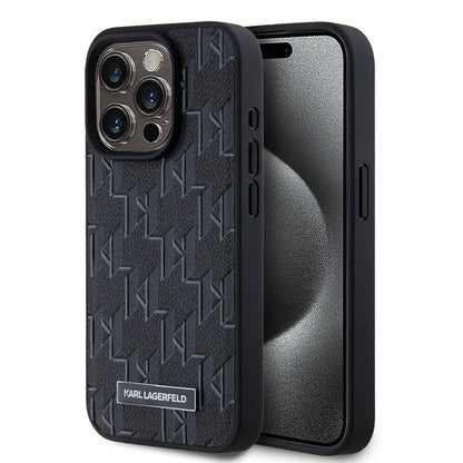iPhone 15 Pro Max Kılıf Karl Lagerfeld Orjinal Lisanslı M-safe Şarj Özellikli KL Yazılı Hot Stamp Kapak