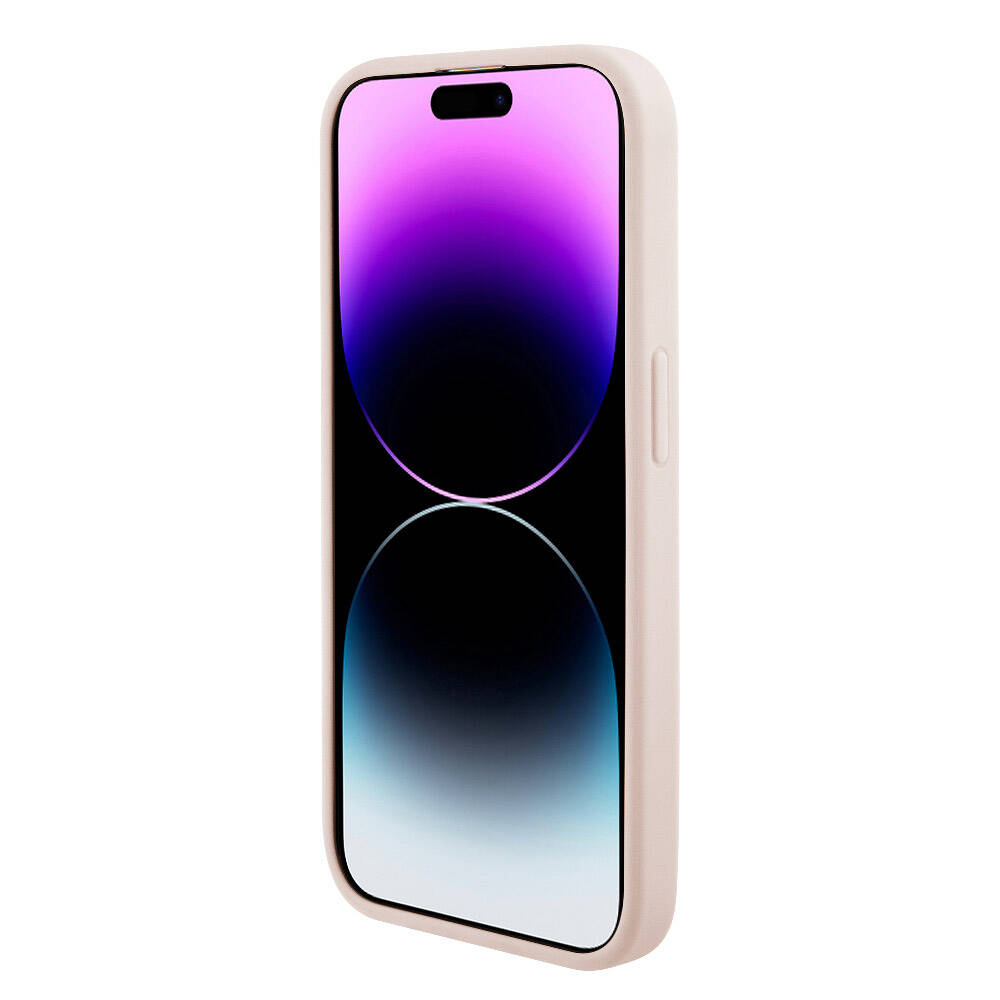 iPhone 15 Pro Max Kılıf Karl Lagerfeld Orjinal Lisanslı Metal Yazı Logolu Dikişli Logo Arka Yüzey Kapitone Kapak