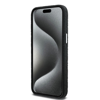 iPhone 15 Pro Max Kılıf Karl Lagerfeld Orjinal Lisanslı PU Deri Damgalı Metal Yazı Logolu Kapak