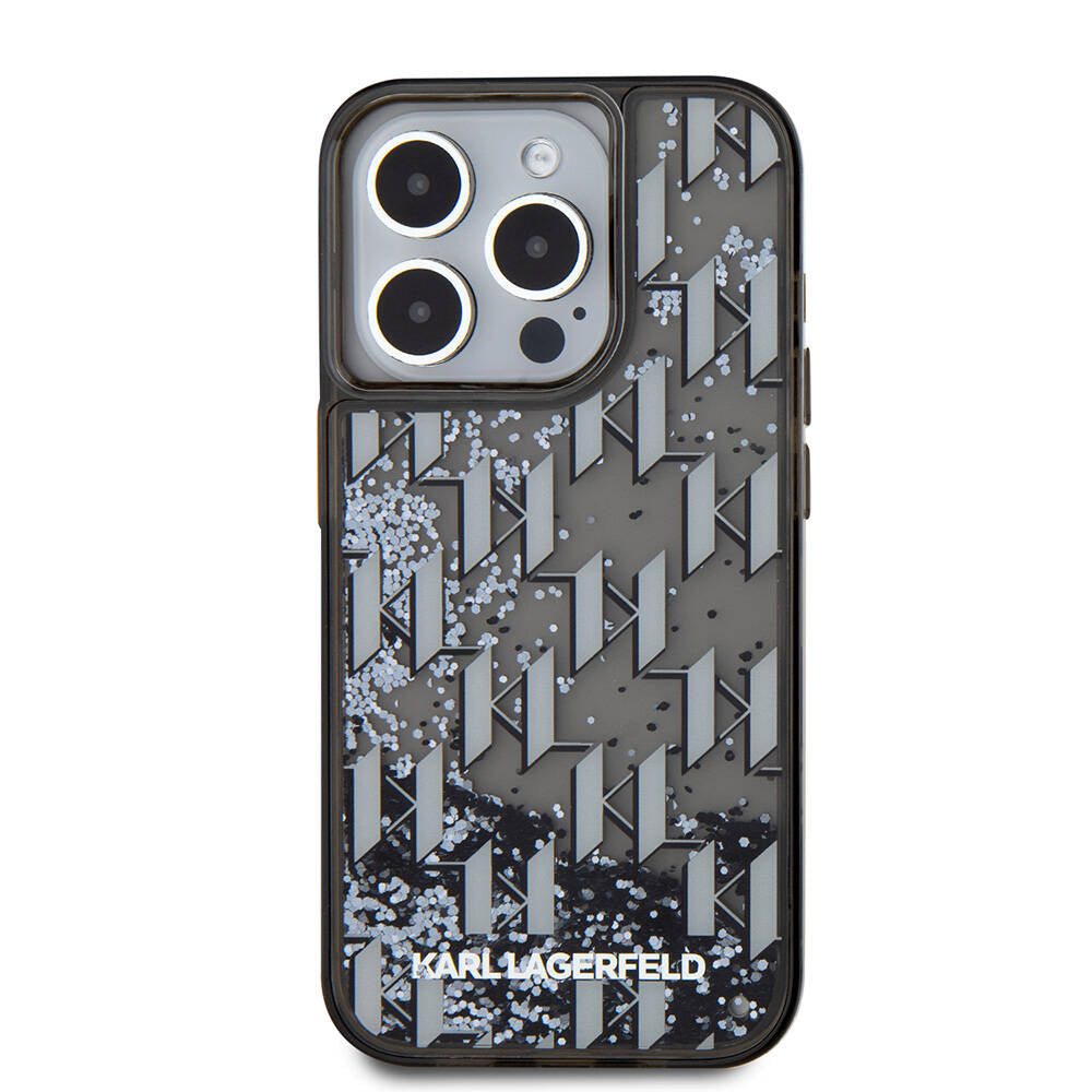 iPhone 15 Pro Max Kılıf Karl Lagerfeld Orjinal Lisanslı Simli KL Yazılı Monogram Gradıent Kapak