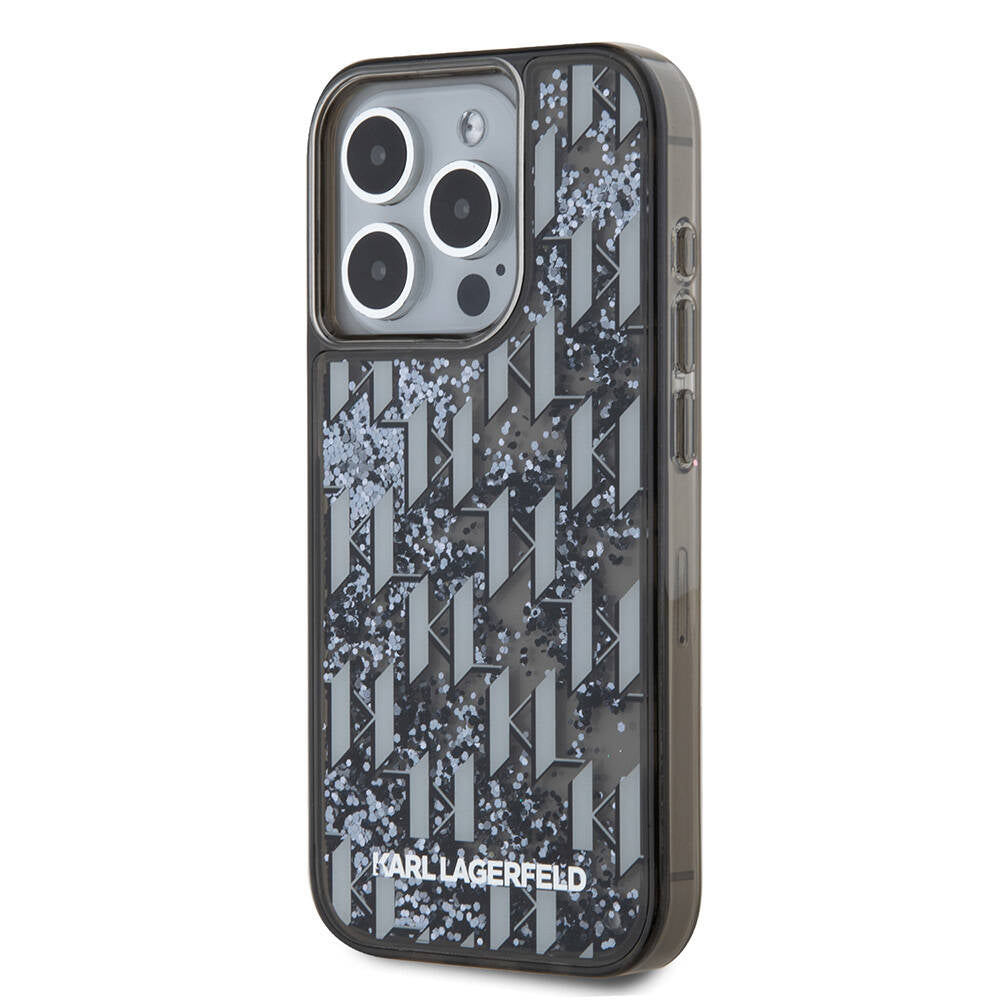 iPhone 15 Pro Max Kılıf Karl Lagerfeld Orjinal Lisanslı Simli KL Yazılı Monogram Gradıent Kapak