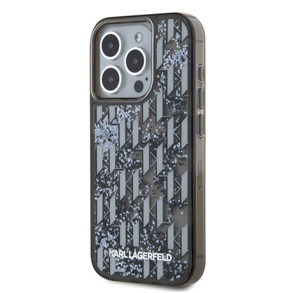 iPhone 15 Pro Max Kılıf Karl Lagerfeld Orjinal Lisanslı Simli KL Yazılı Monogram Gradıent Kapak