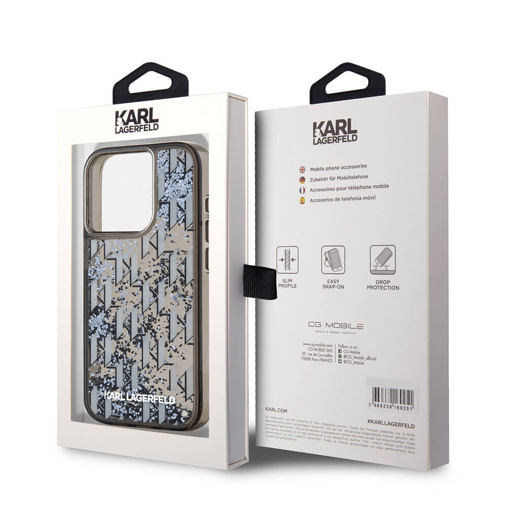 iPhone 15 Pro Max Kılıf Karl Lagerfeld Orjinal Lisanslı Simli KL Yazılı Monogram Gradıent Kapak