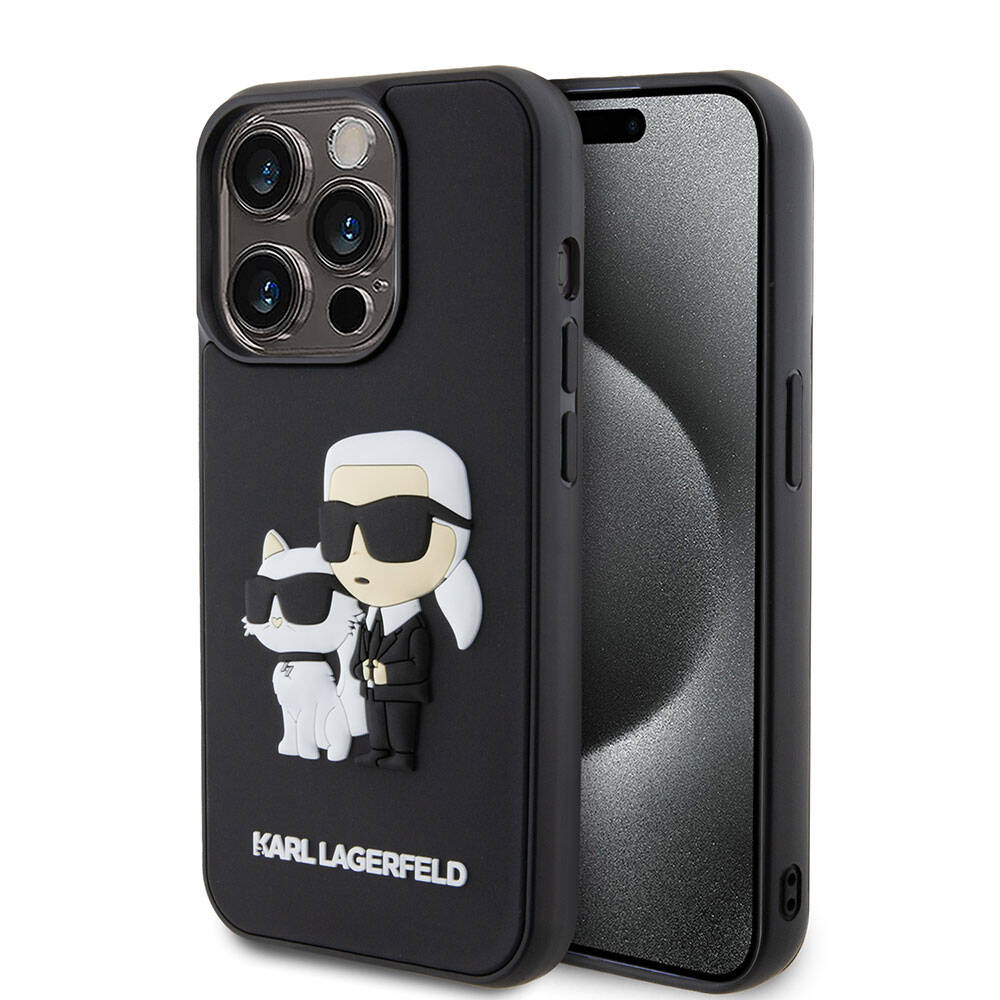 iPhone 15 Pro Max Kılıf Karl Lagerfeld Silikon 3D K&C Logo Orjinal Lisanslı Kapak
